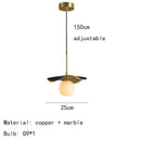 GobekUsa Copper Bedside Chandelier with Natural Marble Ball for Dining Room, G9 Bulb Lighting