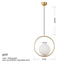 GobekUsa Glass Ball Pendant Lamp: Elegant Dining Room Light Fixture, Gold Finish