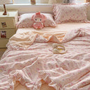 GobekUsa Korean Cotton Patchwork Quilt with Lace and Ruffle for Summer