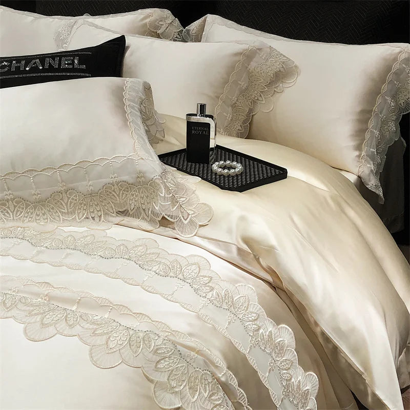 GobekUsa Lace Patchwork Silk Cotton Luxury Bedding Set Queen King Size, photo 8 of 9