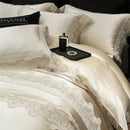 GobekUsa Lace Patchwork Silk Cotton Luxury Bedding Set Queen King Size