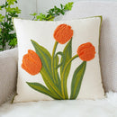 GobekUsa Green Tulip Embroidery Pillowcase 45X45CM - Sofa Bed Office Car Chair Cover