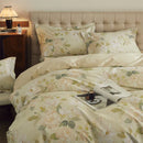 GobekUsa Butterfly Blooming Flowers Print 100% Egyptian Cotton Bedding Set