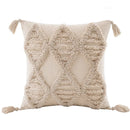 GobekUsa Boho Beige White Tufted Tassel Pillow Cover Set