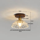 GobekUsa Amber Glass LED Ceiling Light: Modern Aluminum Wood Kitchen Balcony Room Lamp