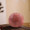 GobekUsa Beige Travertine Marble 9-Hole Sphere Incense Burner Burner Wood Plate Holder