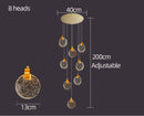 GobekUsa Crystal Chandelier LED Pendant Light for Modern Duplex Building Staircase