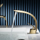 GobekUsa Grey/Black Wash Basin Faucet Single Handle Mixer Tap Hot Cold Waterfall Brushed Gold