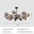 GobekUsa Black Glass Ball LED Chandelier for Living Room, Bedroom - Dimmable Nordic Luxury Fixture
