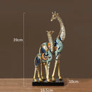 GobekUsa Giraffe Mother and Child Painted Sculpture - Modern Home Decoration Golden Ornament