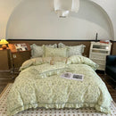 GobekUsa French Floral Bedding Set, 100% Cotton, Ruffles, Duvet Cover, Bed Sheet, Pillowcases