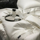 GobekUsa French Lace Edge Bedding Set, 1000TC Egyptian Cotton, Queen King, Duvet, Sheet, Pillowcases