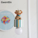 GobekUsa Kids Animal Pendant Lamp: Rabbit Lion Cat LED Ceiling Light Fixture