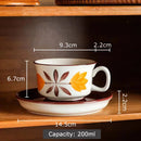 GobekUsa Flowers Pattern Ceramic Cup&saucer Set Gold-plated Coffee Tea Mug Juice Container
