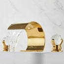 GobekUsa Gold Crystal Handle Bathroom Faucet - Widespread Brass Sink Tap
