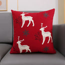 GobekUsa Christmas Décor Cushion Cover 45x45cm Snowflake Deer Green Red Embroidery Pillow Cover