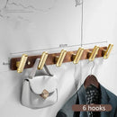 GobekUsa Brushed Gold Wood and Aluminum Robe Hook Towel Hanger for Bathroom and Kitchen