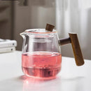 GobekUsa Glass Tea Pot with Wooden Handle - Heat Resistant, Chinese Kung Fu Tea Set