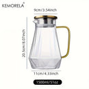 GobekUsa Diamond Texture Glass Teapot Set - Elegant Hot and Cold Water Kettle for Home