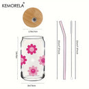 GobekUsa 470ML Pink Smiling Flower Theme Beverage Glass - Set of 1/2/4