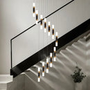 GobekUsa Crystal LED Chandelier: Luxury Stair Lighting Fixture for Staircase, Minimalist Indoor Hangings