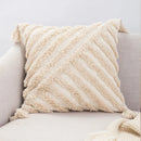 GobekUsa Boho Tufted Embroidered Cotton Canvas Cushion Cover Grey Beige Tassel Pillowcase