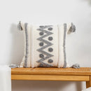 GobekUsa Geometric Tufted Tassel Cushion Cover White Grey Bohemian Decor Pillow Cover