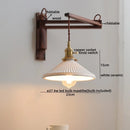 GobekUsa Ceramic Walnut Wall Sconce with Knob Switch for Bedroom Living Room