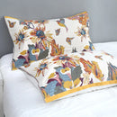 GobekUsa Cotton Summer Blanket & Pillow Set - Birds & Flowers Design