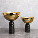 GobekUsa Golden Fruit Bowl Marble Base Handicraft Tray Vase Figurine Metal Container