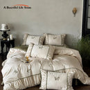 GobekUsa Butterfly Embroidery 1000TC Egyptian Cotton Bedding Set with Duvet Cover, Sheet, Pillowcases