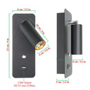 GobekUsa LED Wall Lights with Switch and USB Interface in White or Black, Modern Sconce