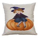 GobekUsa Halloween Pumpkin Ghost Bat Linen Pillow Cover for Sofa Decor