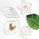 GobekUsa Electroplated Crystal Glass Dish Plate Saucer with Sea Features