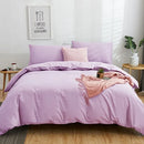 GobekUsa Cotton 4pcs Bedding Set Double Queen Solid Color Duvet Cover Flat Bed Sheet