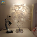 GobekUsa Crystal Feather LED Table Lamp for Bedroom, Study, & Living Room