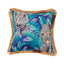 GobekUsa Jungle Animal Collection Cushion Cover with Gold Tassel Fringe - Luxury Satin Pillowcase