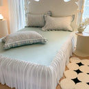 GobekUsa Lace Ruffles Cotton Floral Duvet Set with Pillowcase, Princess Bedding