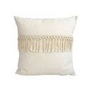 GobekUsa Boho Linen Cotton Pillow Cover with Tassels - Beige Square/Rectangular 45x45cm/30x50cm
