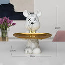 GobekUsa Graffiti Bear Figurine: Modern Home Decor Statue for Keys Storage Shelf