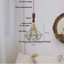 GobekUsa Ceramic Knob Switch LED Pendant Lamp, Nordic Walnut Wood Hanging Light Fixtures for Living Room