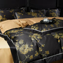 GobekUsa Gold Flowers Luxury Egyptian Cotton Bedding Set with 1000TC Soft Duvet Cover, Sheets, Pillowcases