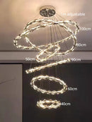 GobekUsa Crystal Ring Chandelier: Modern Dimmable LED Ceiling Fixture