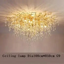 GobekUsa Crystal LED Living Room Chandelier, Modern Luxury Water Drop Pendant Lamp
