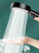 GobekUsa Black Round High Pressure Shower Head with 6 Modes & Water Stop Knobs
