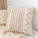 GobekUsa Boho Square Pillowcase with Embroidery & Tassel Detail for Living Room Sofa