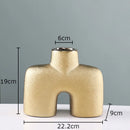 GobekUsa Gold Geometry Ceramic Vase Desk Decoration Modern Floral Room Decor Vase