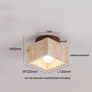 GobekUsa Acrylic LED Ceiling Lamp Yellow Travertine Wood Canopy Wabi Sabi Style