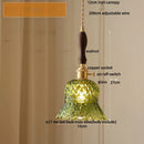 GobekUsa LED Pendant Light Fixture with Copper Socket & Green Glass, Modern Nordic Lamp
