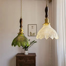GobekUsa Japanese Style Green Glass LED Pendant Chandelier for Home Decor